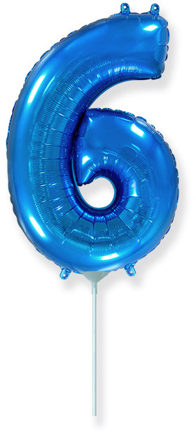 14" Airfill Only Flexmetal Foil Balloon Number "6" Blue