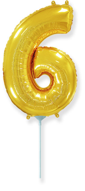 14" Airfill Only Flexmetal Foil Balloon Number "6" Gold