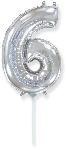 14" Airfill Only Flexmetal Foil Balloon Number "6" Silver