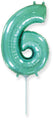 14" Airfill Only Flexmetal Foil Balloon Number "6" Turquoise