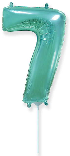 14" Airfill Only Flexmetal Foil Balloon Number "7" Turquoise