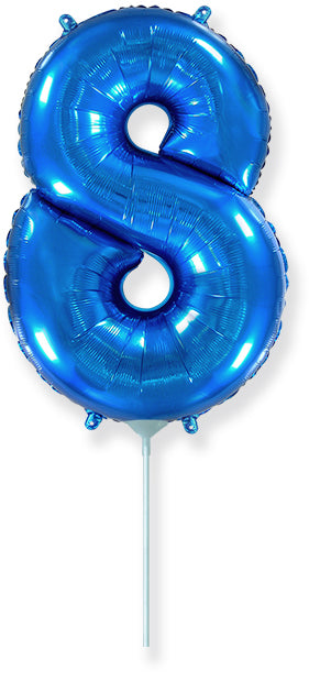 14" Airfill Only Flexmetal Foil Balloon Number "8" Blue