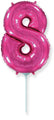 14" Airfill Only Flexmetal Foil Balloon Number "8" Fuchsia