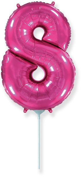14" Airfill Only Flexmetal Foil Balloon Number "8" Fuchsia