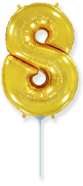14" Airfill Only Flexmetal Foil Balloon Number "8" Gold