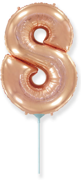 14" Airfill Only Flexmetal Foil Balloon Number "8" Rose Gold