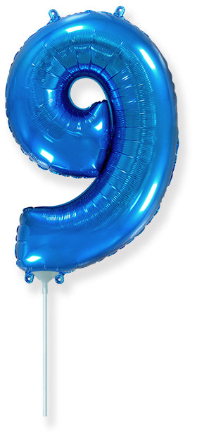 14" Airfill Only Flexmetal Foil Balloon Number "9" Blue