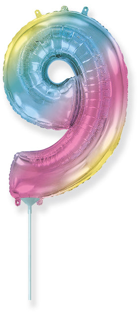 14" Airfill Only Flexmetal Foil Balloon Number "9" Gradient