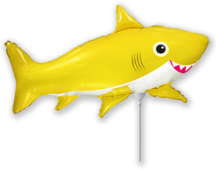 Airfill Only Foil Shaped Balloon Happy Shark Yellow