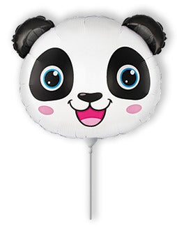 9" Airfill Only Panda Head Mini Foil Balloon