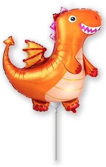14" Airfill Only Orange Dragon Mini Foil Balloon