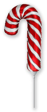 12" Airfill Only Candy Cane Holiday Christmas White/Red Mini Foil Balloon