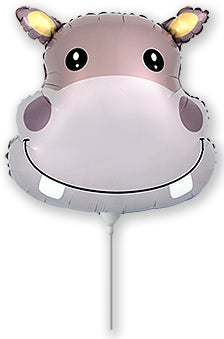 9" Airfill Only Hippo Head Mini Foil Balloon