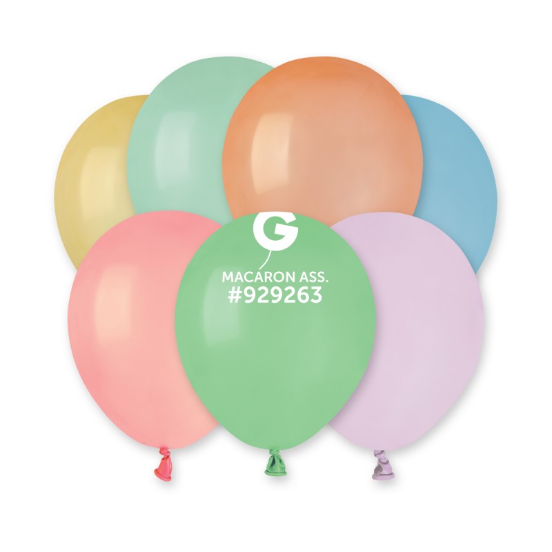 5" Gemar Latex Balloons (Bag of 100) Assorted Macaron Assorted