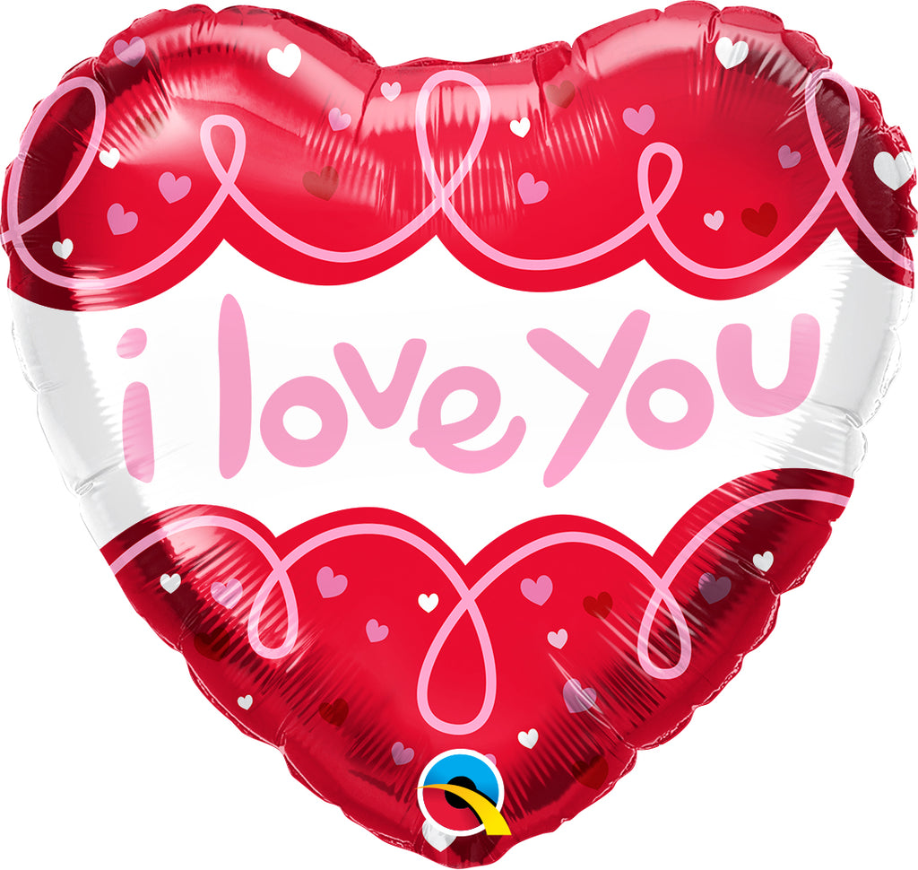 18" Heart I Love You Doodle Loops Foil Balloon