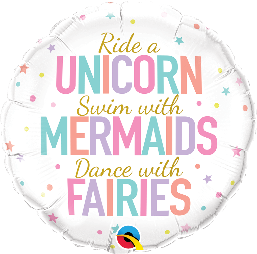 18" Unicorn/Mermaids/Fairies Foil Balloon
