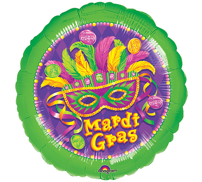 18" Mardi Gras Masquerade Balloon Packaged