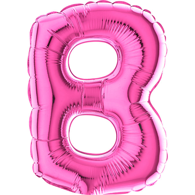 7" Airfill Only (requires heat sealing) Letter B Fuschia Foil Balloon