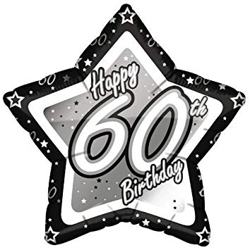 18" Black & Silver "60" Birthday Foil Balloon