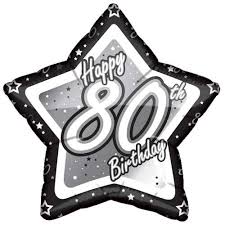18" Black & Silver "80" Birthday Foil Balloon