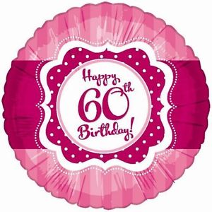 18" Perfect Pink "60" Happy Birthday Foil Balloon