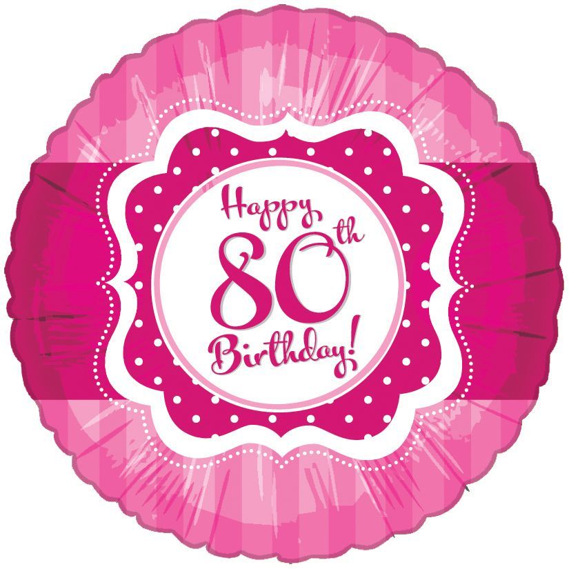 18" Perfect Pink "80" Happy Birthday Foil Balloon