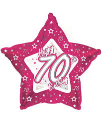 18" Pink & Silver "70" Happy Birthday Foil Balloon