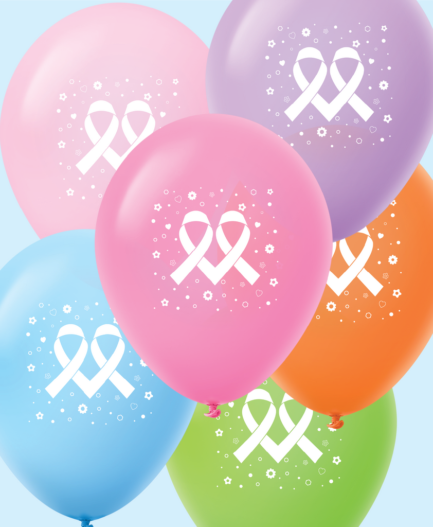 11" Assorted Fight Breast Cancer Balloon Double Ribbon (25 Count)
