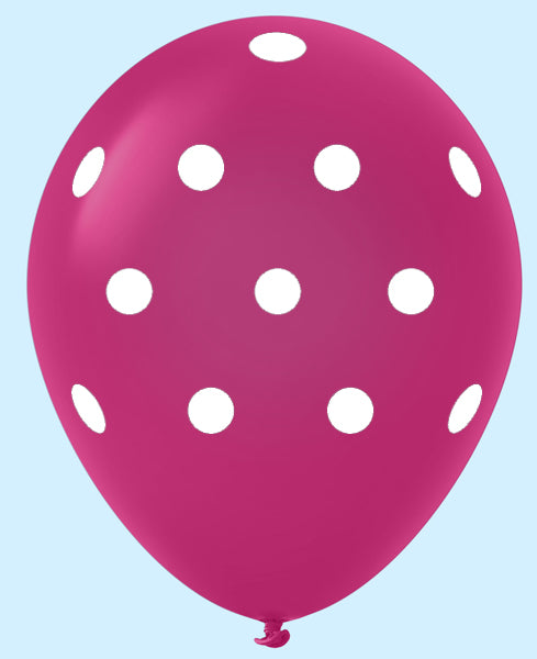 11" Polka Dots Latex Balloons (25 Count) Magenta