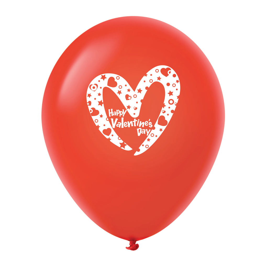 11" Happy Valentine's Day Slanted Heart Latex Balloons (25 Count) Red