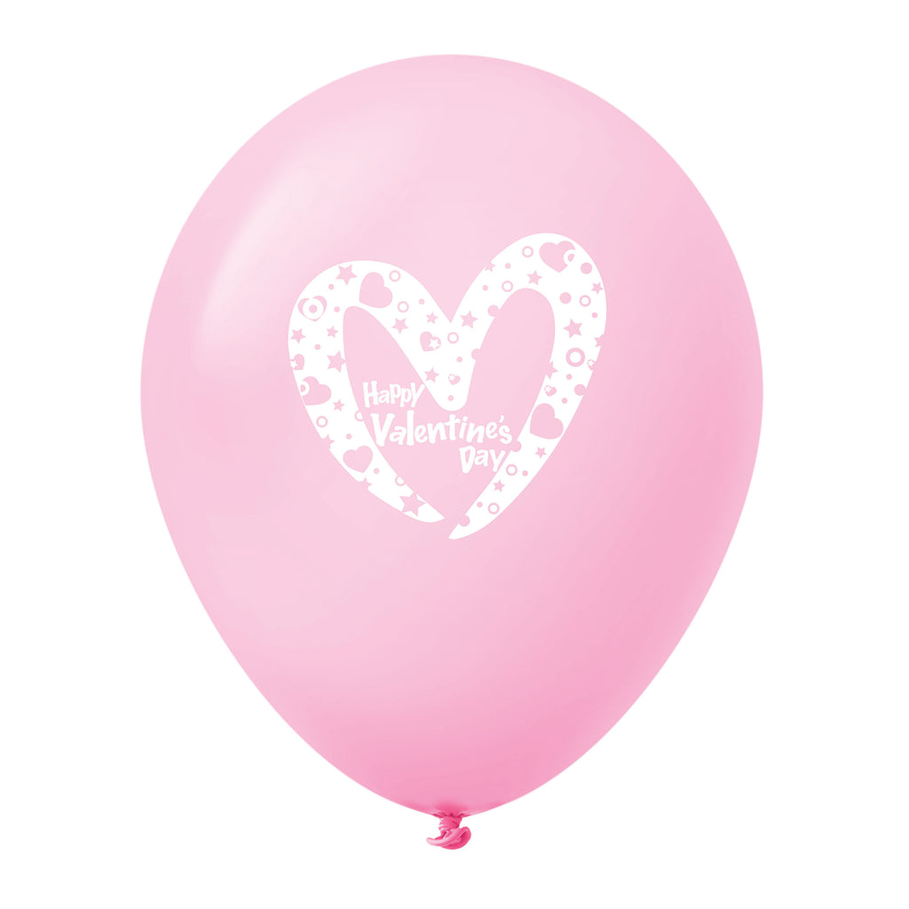 11" Happy Valentine's Day Slanted Heart Latex Balloons (25 Count) Pink