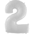 40" Foil Shape Balloon Number 2 Bright White