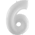 40" Foil Shape Balloon Number 6 Bright White