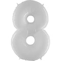 40" Foil Shape Balloon Number 8 Bright White