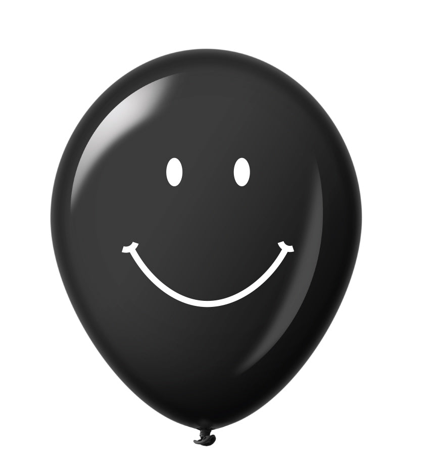 11" Smiley Face Latex Balloons (25 Count) Black