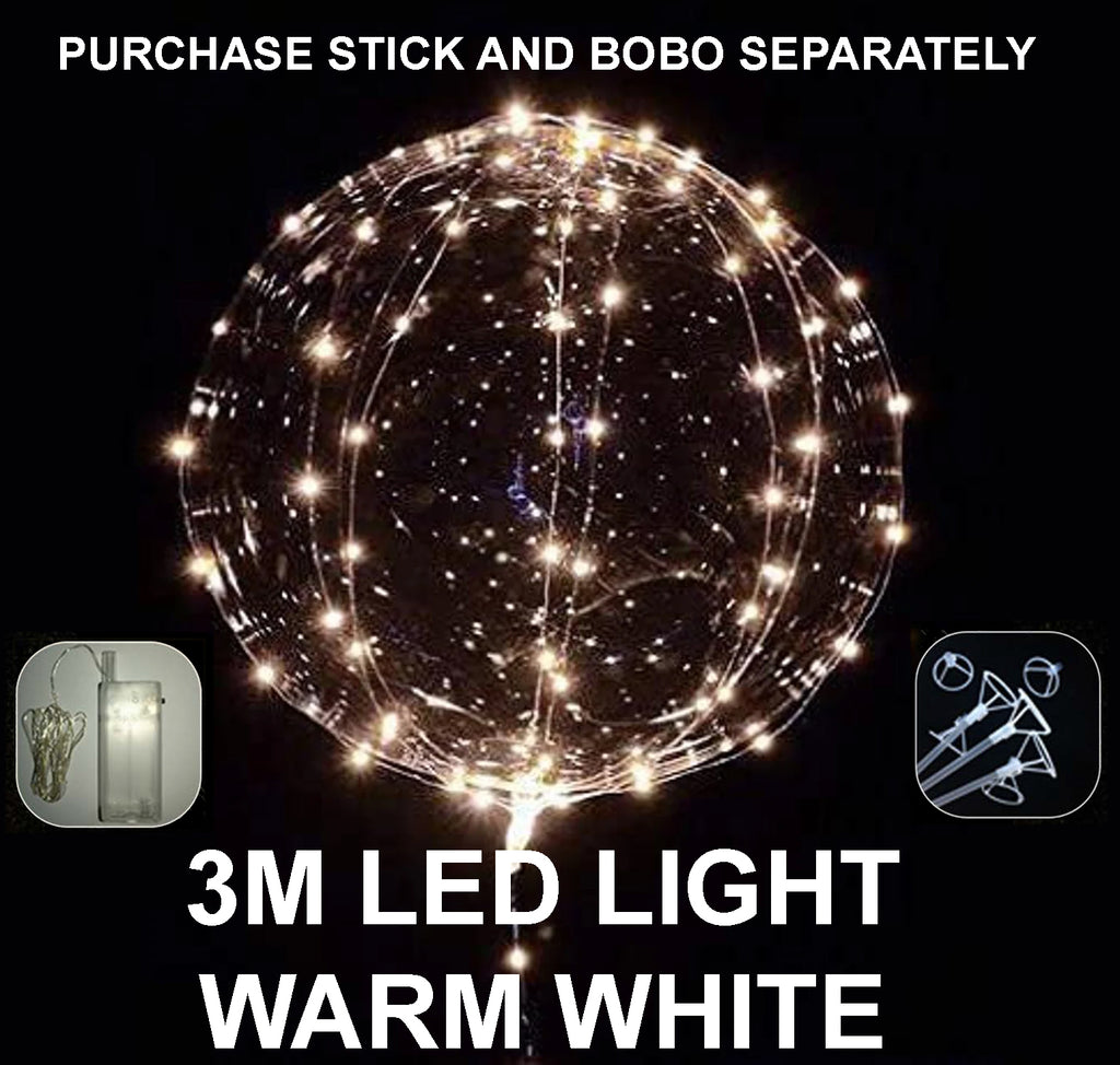Balloon Led Warm White 3 meters Light (Batteries Not Included) 10Pcs/Bag.