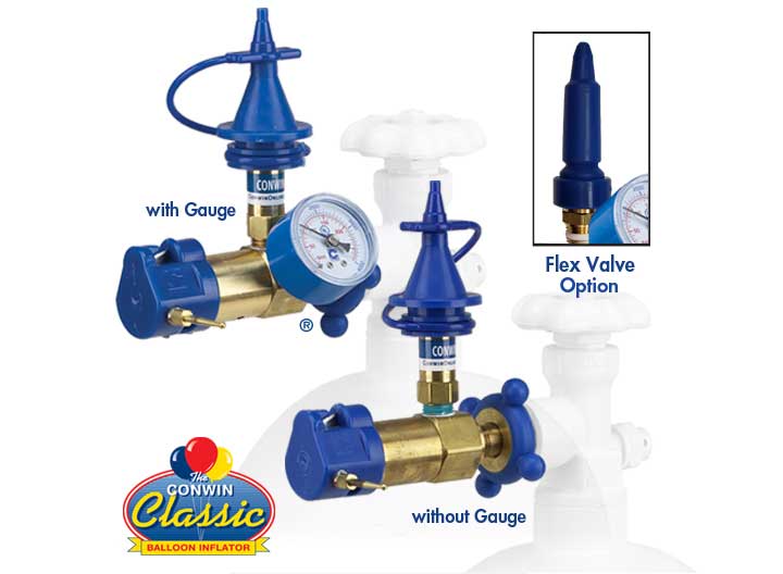 Conwin Classic Balloon Inflator With Gauge, Soft-Touch Push Valve