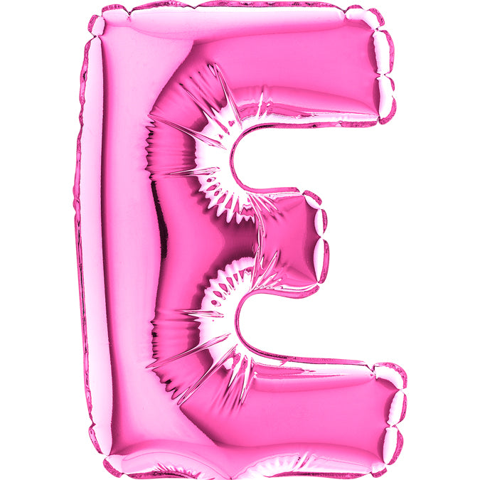 7" Airfill Only (requires heat sealing) Letter E Fuschia Foil Balloon