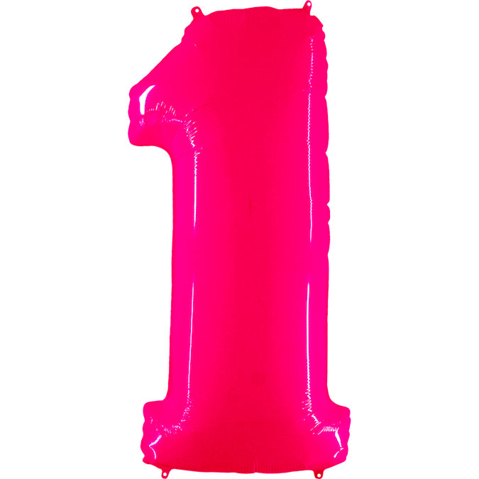 40" Foil Shape Balloon Number 1 Fluorescence Pink