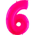 40" Foil Shape Balloon Number 6 Fluorescence Pink