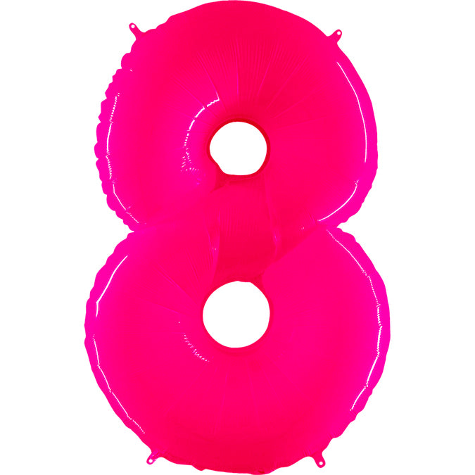 40" Foil Shape Balloon Number 8 Fluorescence Pink