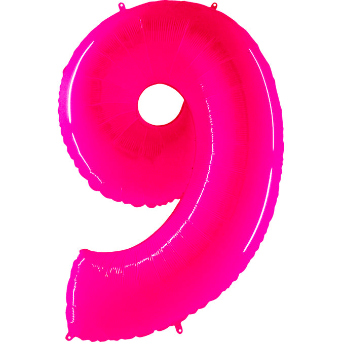 40" Foil Shape Balloon Number 9 Fluorescence Pink