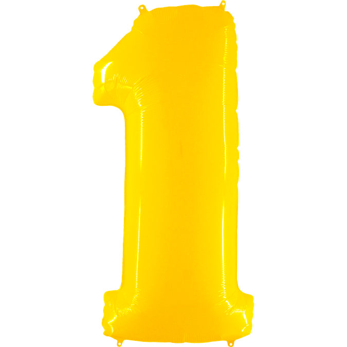 40" Foil Shape Balloon Number 1 Fluorescence Yellow