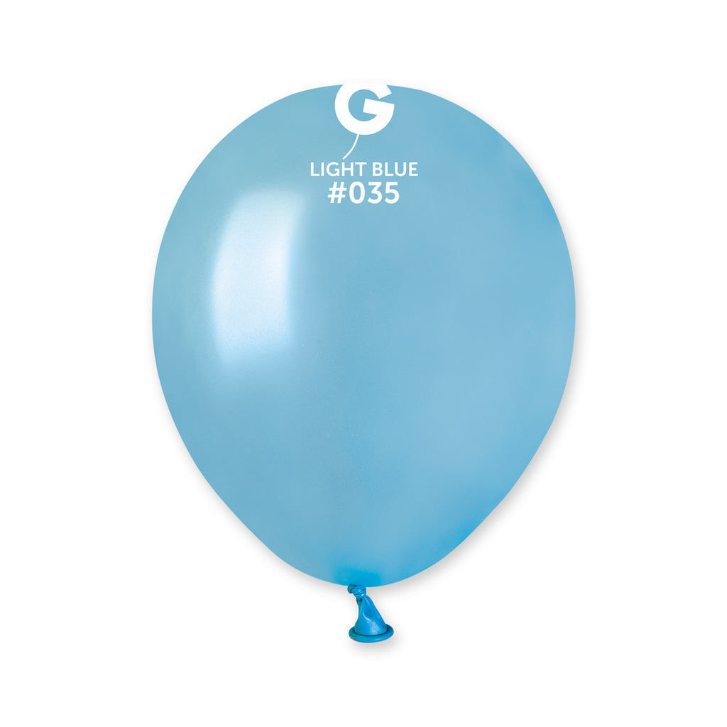 5" Gemar Latex Balloons (Bag of 100) Metallic Metallic Light Blue