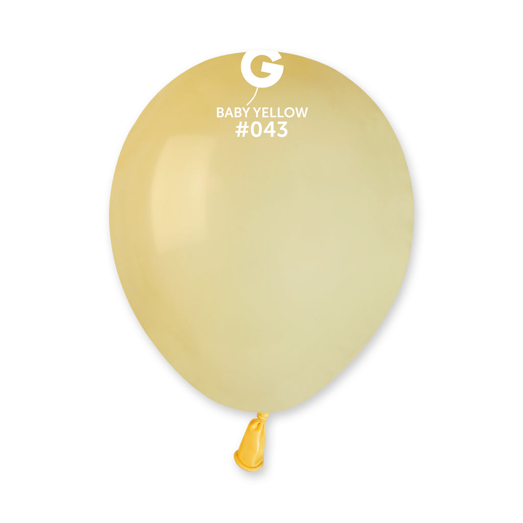 5" Gemar Latex Balloons (Bag of 100) Standard Baby Yellow