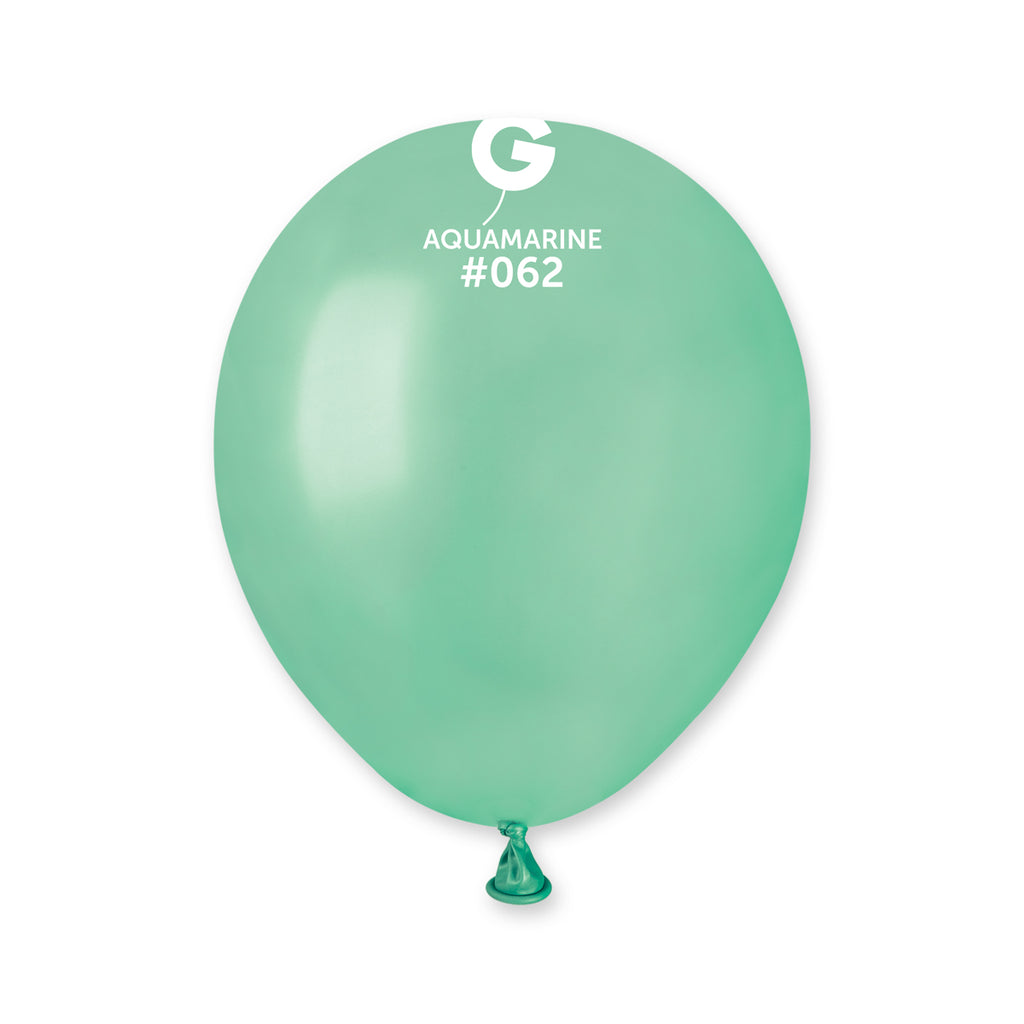 5" Gemar Latex Balloons (Bag of 100) Metallic Metallic Aquamarine