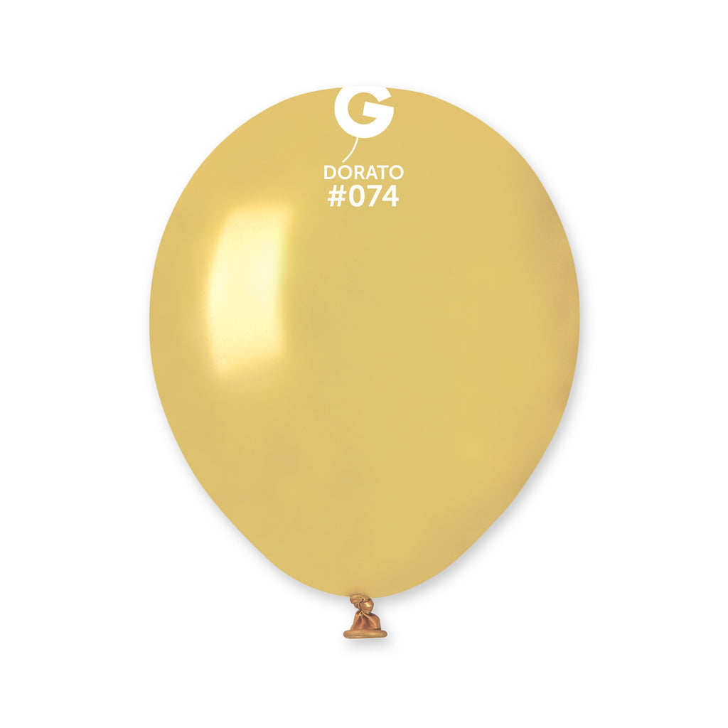 5" Gemar Latex Balloons (Bag of 100) Metallic Dorato