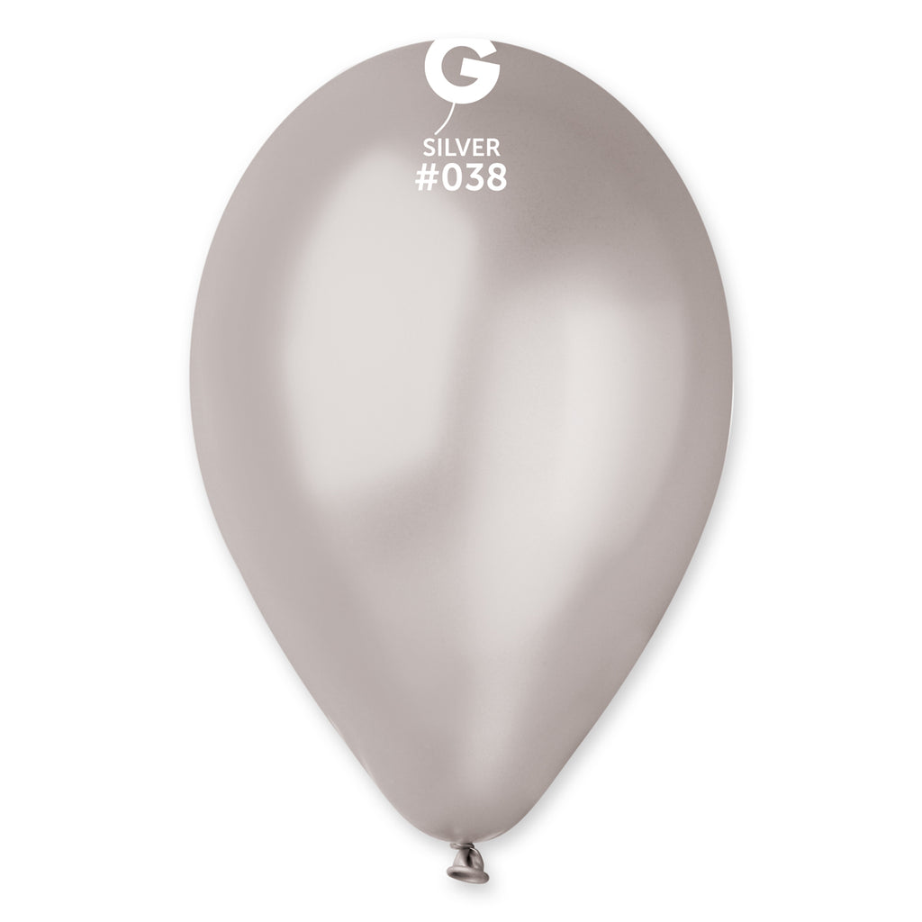 12" Gemar Latex Balloons (Bag of 50) Metallic Silver