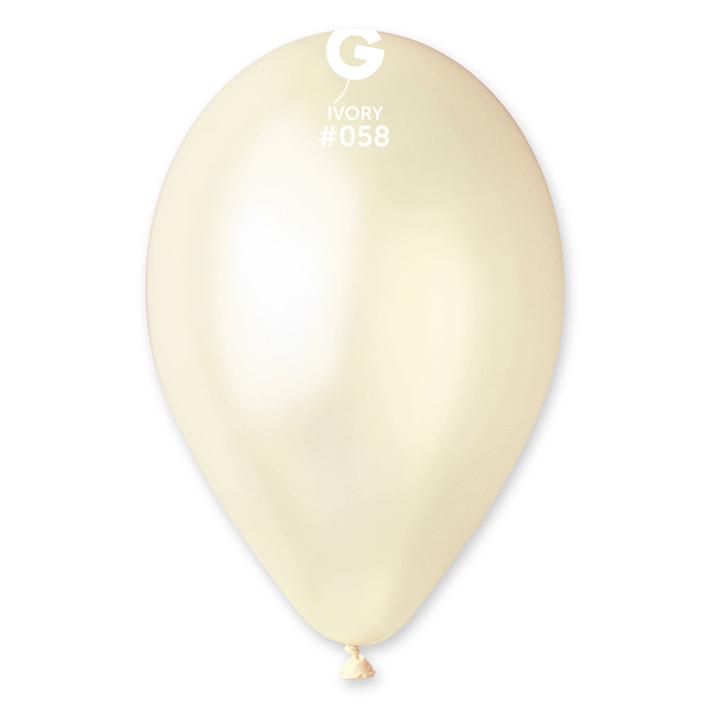 12" Gemar Latex Balloons (Bag of 50) Metallic Metallic Ivory