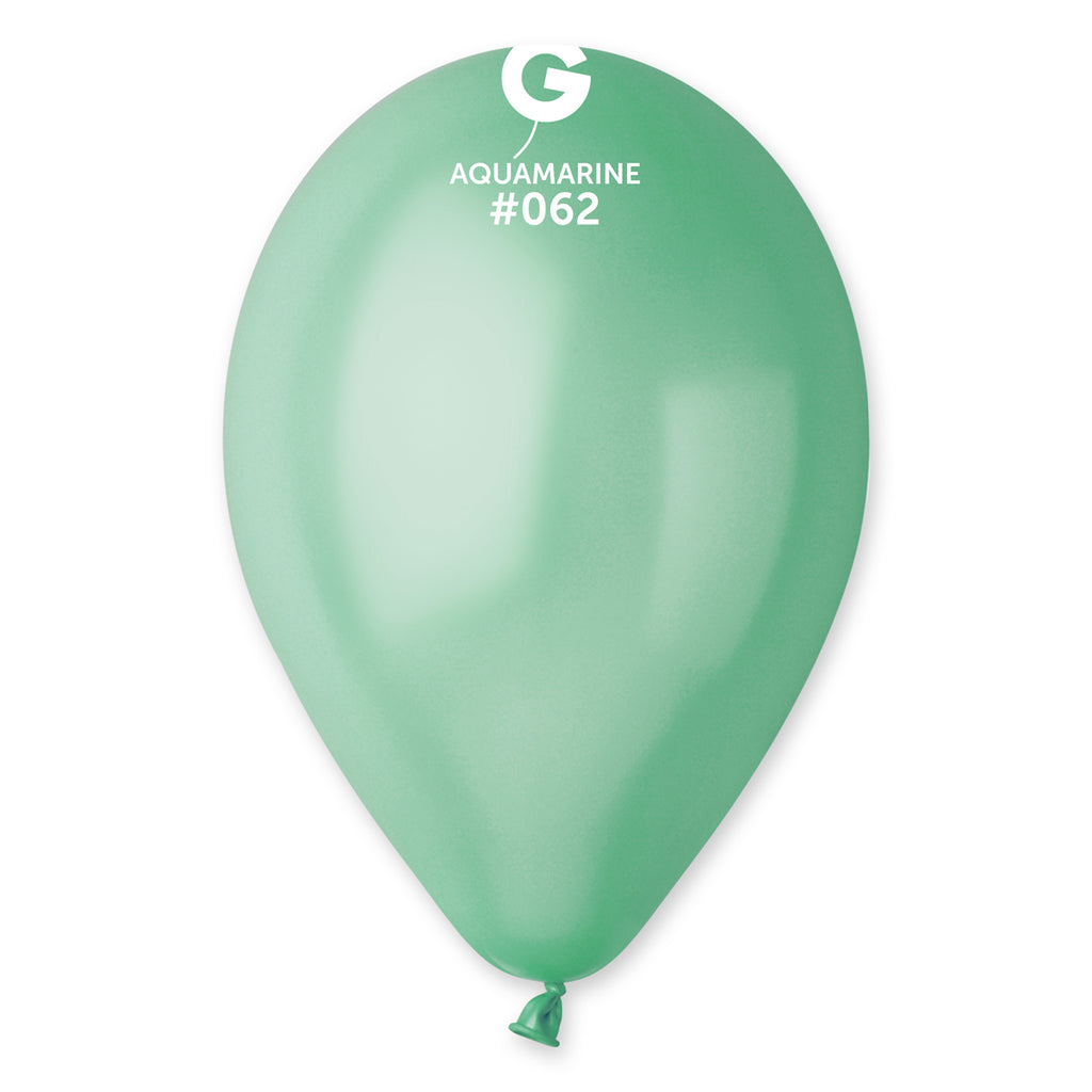 12" Gemar Latex Balloons (Bag of 50) Metallic Metallic Aquamarine